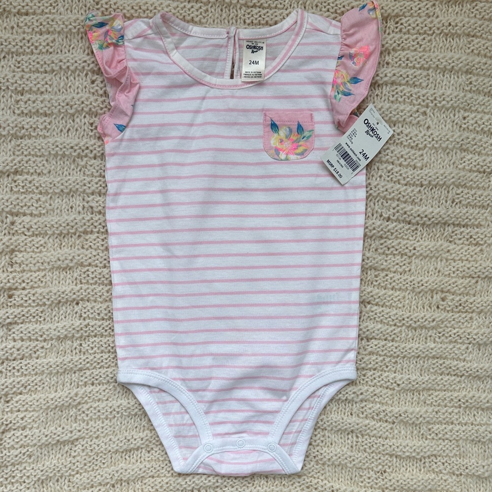OshKosh B'gosh Pink Striped Baby Bodysuit